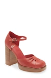 Jeffrey Campbell Star-man Platform Pump In Red Natural Stack