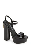 Dolce & Gabbana Keira 145 Polished Leather Platform Sandals In Nero