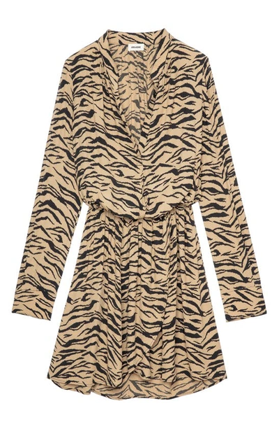 Zadig & Voltaire Rinka Elasticized Tiger-print Minidress In Beige