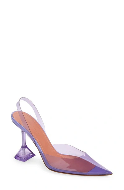 Amina Muaddi Holli Croc Embossed Slingback Pump In Pvc Purple