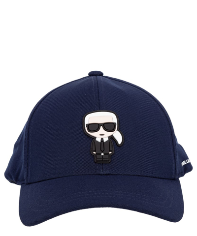 Karl Lagerfeld Logo Patch Baseball Cap In Blue