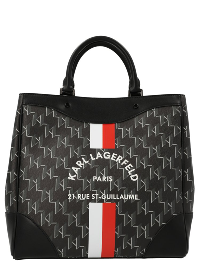 Karl Lagerfeld Rue St-guillame Monogram Handbag In Black