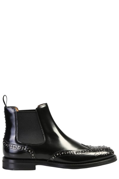 Church's Stud Detailed Ankle Boots In Black