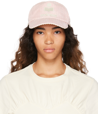 Isabel Marant Tyron Logo-embroidered Cotton-corduroy Cap In Pink