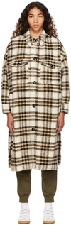 Isabel Marant Étoile Check-pattern Single-breasted Coat In 23ec Ecru
