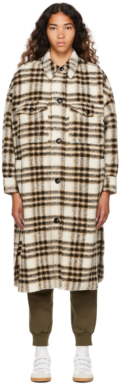 Isabel Marant Étoile Check-pattern Single-breasted Coat In Nude & Neutrals