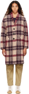 Isabel Marant Étoile Fontizi Plaid Oversized Wool Coat In Byec Burgundy/ecru