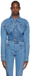 MUGLER BLUE SPIRAL DENIM JACKET