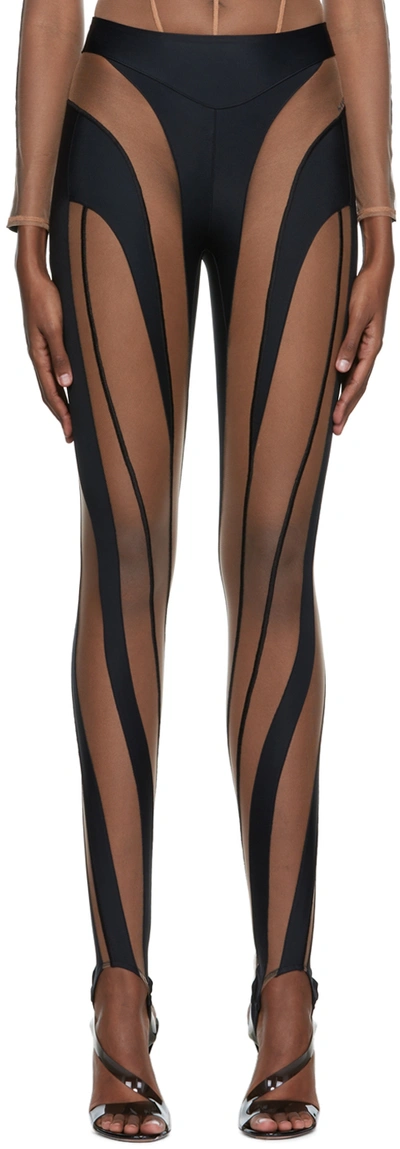 Mugler Black Spiral Leggings In 19991 Black Nude 01