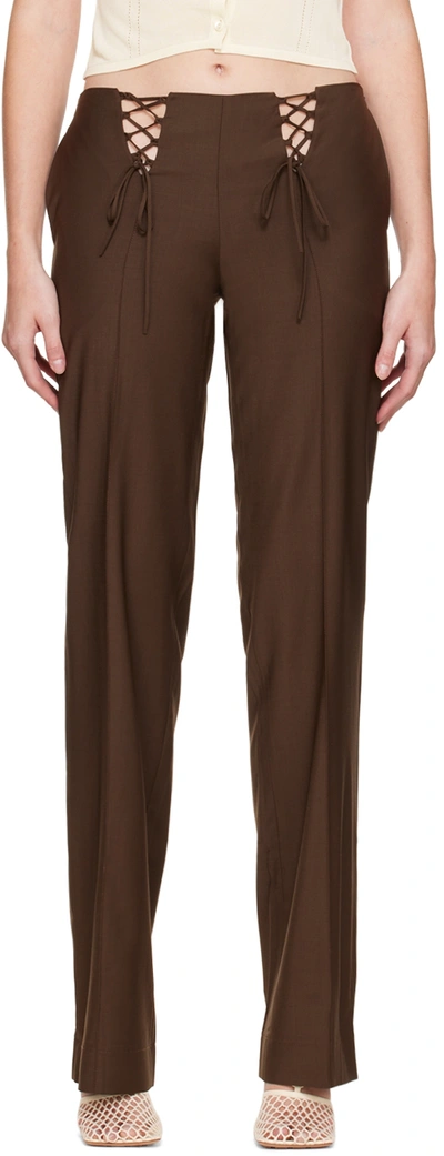 Aya Muse Tule Tapered Mid-rise Wool-blend Trousers In Chocolate