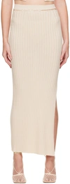 Aya Muse Beige Lace-up Midi Skirt In Tan