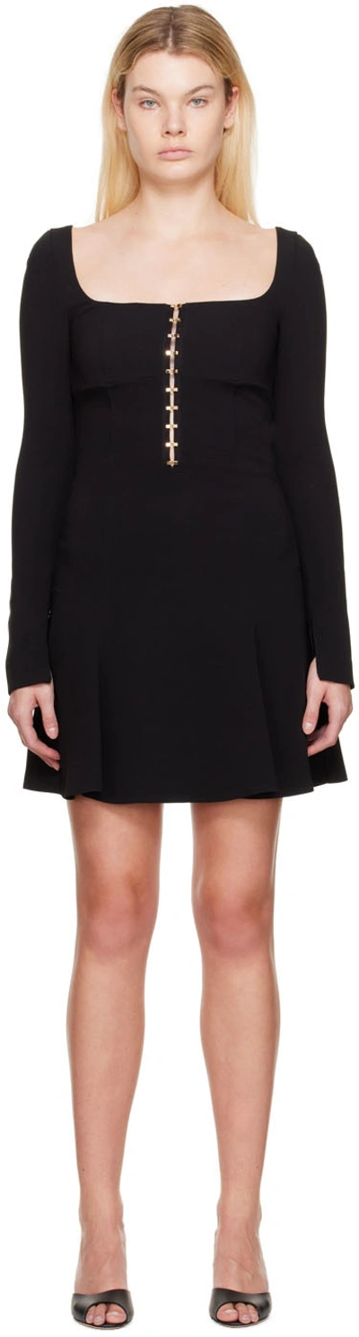 Blumarine Black Hook-eye Minidress In N0990 Nero