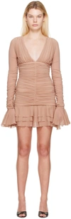 BLUMARINE BEIGE RUCHED MINIDRESS