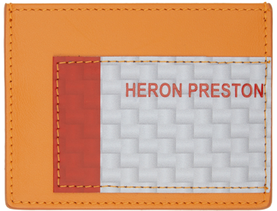 Heron Preston Orange Tape Card Holder In Orange Black