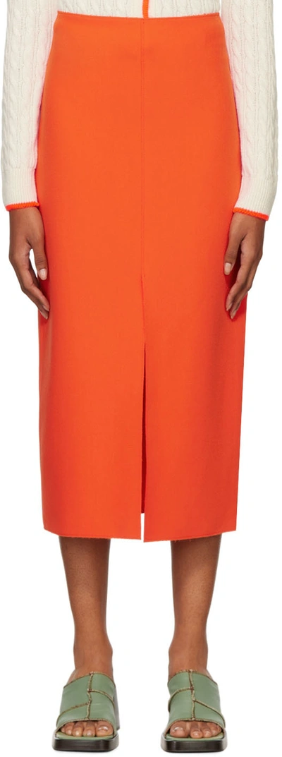 Msgm Orange Gonna Midi Skirt