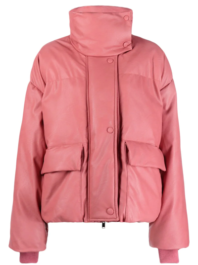 Stella Mccartney Faux-leather Puffer Jacket In Pink