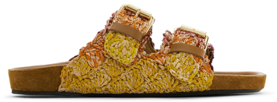 Isabel Marant Lennyo Buckled Raffia And Leather Sandals In Multicoloured
