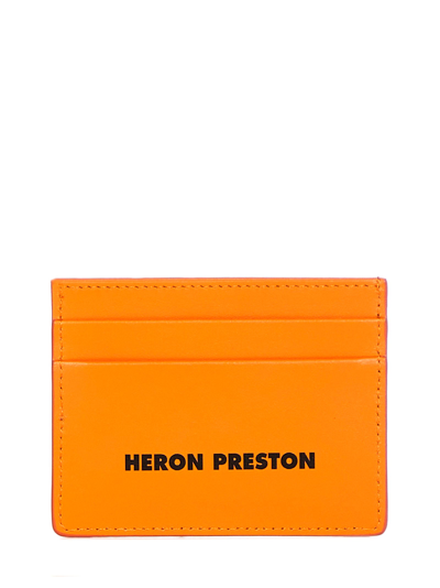 Heron Preston Logo Print Cardholder In Orange