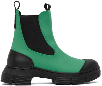 Ganni Recycled Rubber Ankle Boots In Green