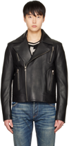 BALMAIN BLACK BIKER LEATHER JACKET