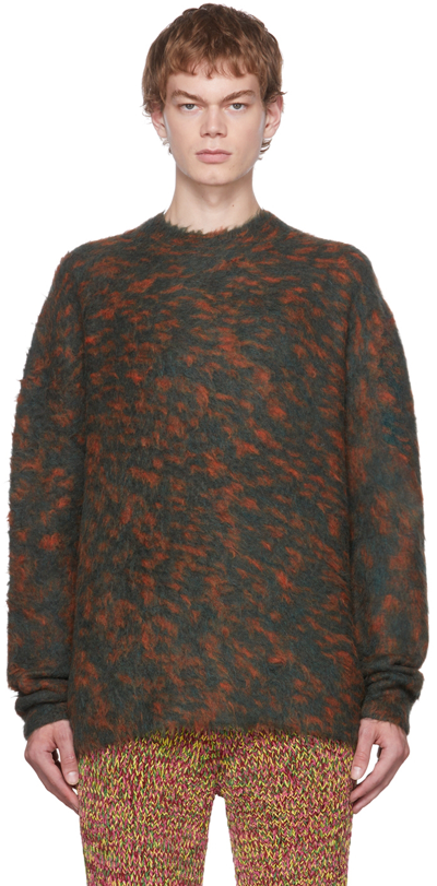 Acne Studios Green & Orange Acrylic Sweater In Forest Green Orange