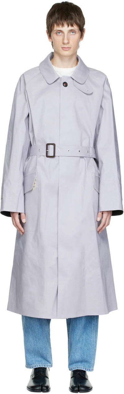 Maison Margiela Oversize Belted Trench Coat In Dapple Grey