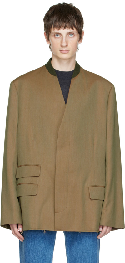 Maison Margiela Khaki Twill Blazer In Green