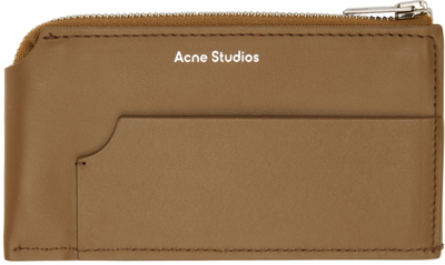 Acne Studios Brown Calfskin Zip Wallet In Camel