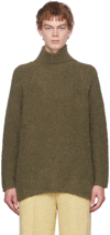 Gauchère Green Shaggy Turtleneck In Darkk Olive