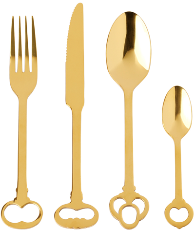 Seletti Keytlery Gold-toned Stainless Steel Cutlery 24-piece Set