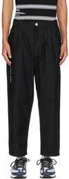 AAPE BY A BATHING APE BLACK EMBROIDERED TROUSERS
