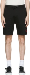 Hugo Quick-drying Swim Shorts With Red Logo Label In Black