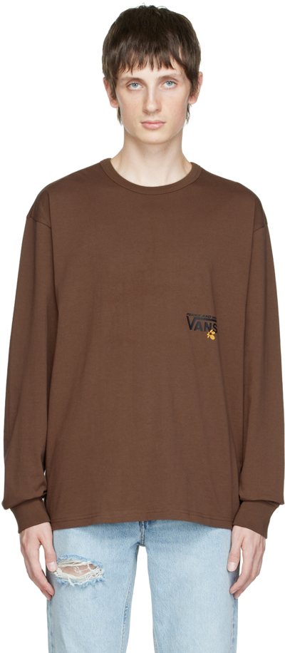 Vans Brown P.a.m Spiral Checker Reversible Long Sleeve T-shirt In Brown Check