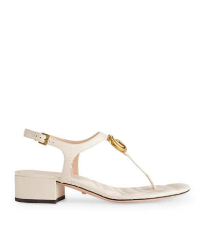 Gucci Double G Leather Thong Sandals In White