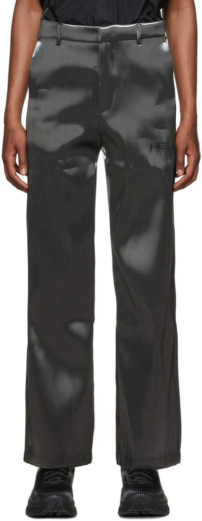 Heliot Emil Gray Liquid Metal Trousers In Negro