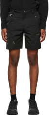 HELIOT EMIL BLACK EYELET CARGO SHORTS