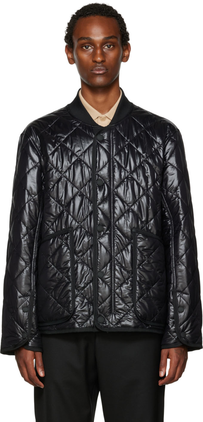 Burberry Diamond-quilted Bomber Jacket In Black