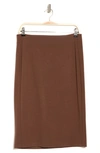 T Tahari Pull-on Ponte Pencil Skirt In Coffee Brown