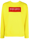 Kenzo Logo-patch Crew-neck Sweatshirt In Yellow