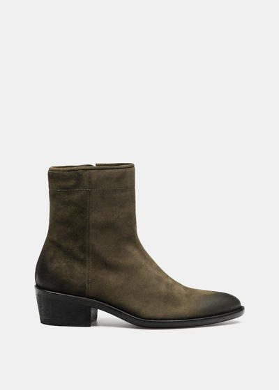 Haider Ackermann Storm Green Suede Ankle Boots In 42