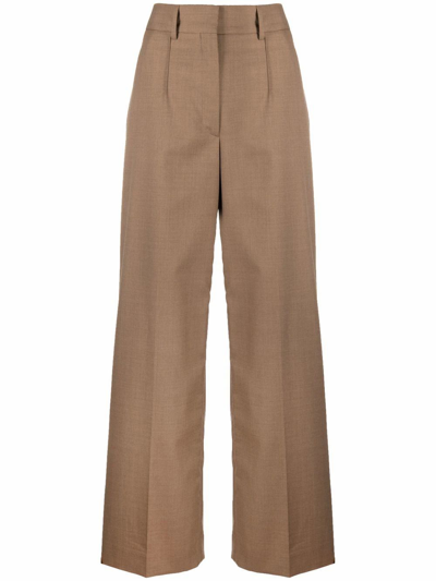 Burberry Palazzo Trousers In Beige Wool