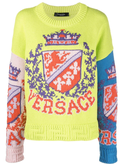Versace Royal Rebellion Intarsia Knit Sweater In Multi