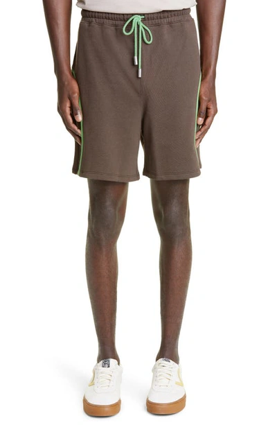 Eckhaus Latta Embroidered Cotton Sweat Shorts In Garnish