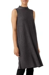 EILEEN FISHER MOCK NECK PLISSÉ DRESS