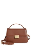 Frame Le Signature Small Leather Crossbody Bag In Tobacco