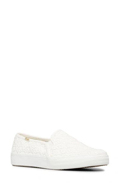 Keds Double Decker Crochet Slip-on Sneaker In White
