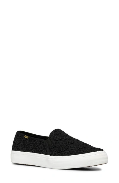 Keds Double Decker Crochet Slip On Sneaker In Black