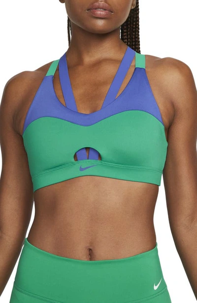 Nike Dri-fit Indy Light-support Padded Strappy Cutout Sports Bra In Green