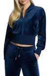 Juicy Couture Women's Velour Zip-front Bomber Jacket In Regal Blue