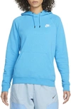 Nike Women's  Sportswear Essential Fleece Pullover Hoodie In Laser Blue/white
